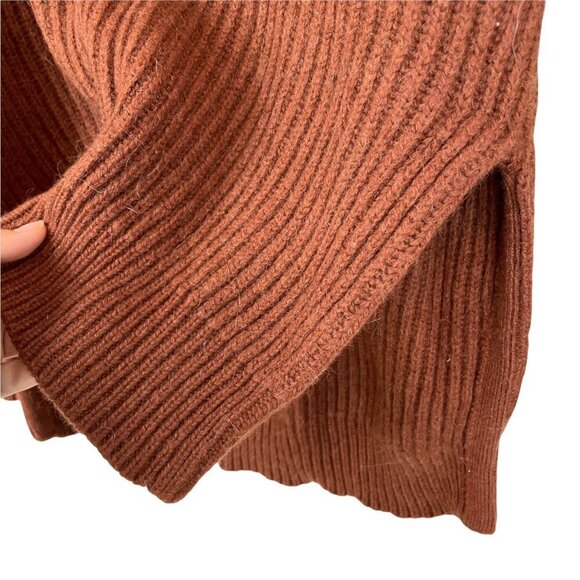 AllSaints Riva Jumper Wool Alpaca Pullover Sweater in Rust Chunky Knit V-Neck M - Picture 4 of 10